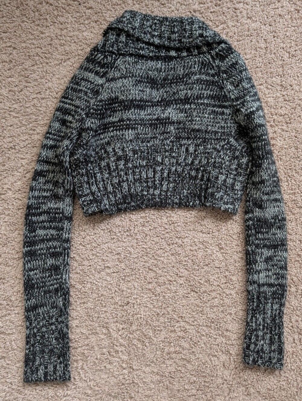 Wet Seal Womens Black Gray Marled Y2K Cropped Knit Shrug Cardigan Size Medium - Picture 5 of 9